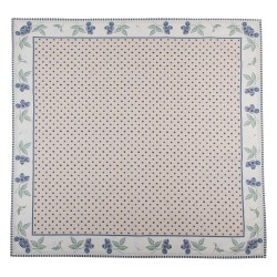 Clayre & Eef Tischdecke 150x150 cm Beige Blau Baumwolle Quadrat Blaubeeren