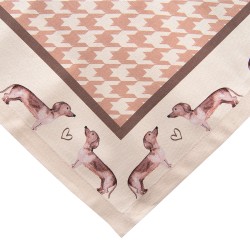 Clayre & Eef Tablecloth 150x250 cm Brown Cotton Rectangle Dachshund