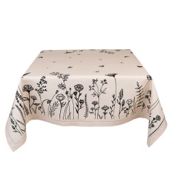 Clayre & Eef Tischdecke 100x100 cm Beige Schwarz Baumwolle Blumen