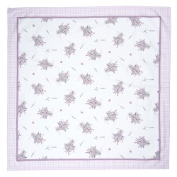 Clayre & Eef Nappe 100x100 cm Blanc Violet Coton Carré Lavande