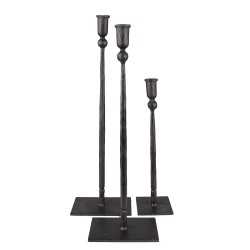 Clayre & Eef Candleholder set of 3 35 / 49 / 52 cm Black Iron