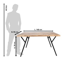 Clayre & Eef Esstisch 140x90x78 cm Braun Holz Metall