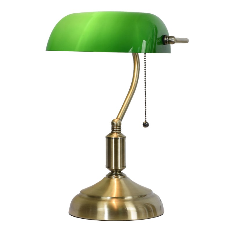 Beide Vesting Luxe LumiLamp Bureaulamp Bankierslamp 27x17x41 cm Groen Goudkleurig