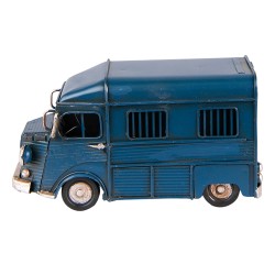 Clayre & Eef Decoratie Miniatuur Bus 16x7x9 cm Blauw Ijzer