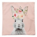 Clayre & Eef Cushion Cover 45x45 cm Pink White Polyester Square Rabbit