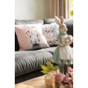 Clayre & Eef Housse de coussin 45x45 cm Rose Blanc Polyester Carré Lapin