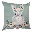 Clayre & Eef Cushion Cover 45x45 cm Green White Polyester Square Rabbit