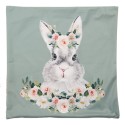 Clayre & Eef Cushion Cover 45x45 cm Green White Polyester Square Rabbit