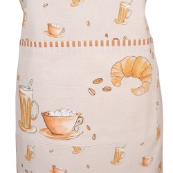 Clayre & Eef Tablier de cuisine 70x85 cm Beige Coton Croissant et Café