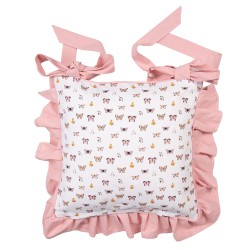 Clayre & Eef Chair Cushion Cover 40x40 cm Beige Pink Cotton Butterflies