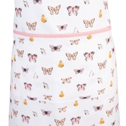 Clayre & Eef Kitchen Apron 70x85 cm Beige Pink Cotton Butterflies