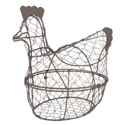 Clayre & Eef Panier à œufs Poulet 38x21x30 cm Marron Fer