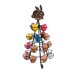 Clayre & Eef Egg Holder Rabbit Ø 27x48 cm Brown Iron Round