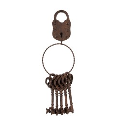 Clayre & Eef Pendentif Porte-clés 12x6x35 cm Marron Fer