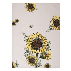 Clayre & Eef Geschirrtuch 50x70 cm Beige Gelb Baumwolle Sonnenblumen