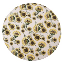 Clayre & Eef Asciugamani da cucina Ø 80 cm Beige Giallo Cotone Rotondo Girasole