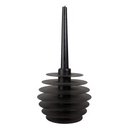 Clayre & Eef Candle holder 14 cm Black Iron Round