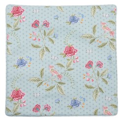 Clayre & Eef Cushion Cover 40x40 cm Blue Green Cotton Square Flowers