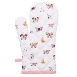 Clayre & Eef Oven Mitt and Pot Holder Beige Pink Cotton set of 2