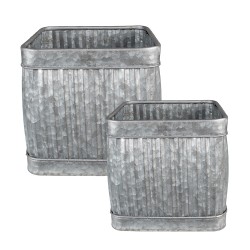 Clayre & Eef Supporto per piante 31x31x28 cm Grigio Metallo Quadrato