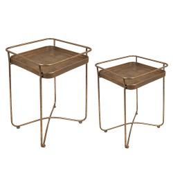 Clayre & Eef Side Table Set of 2 38x38x53 cm Gold colored Metal Square