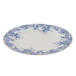 Clayre & Eef Ontbijtbord  Ø 21 cm Blauw Porselein Rond Bloemen