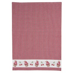 Clayre & Eef Geschirrtuch 50x70 cm Rot Weiß Baumwolle Cupcakes