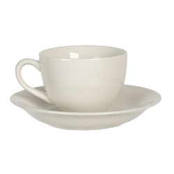 Clayre & Eef Tasse mit Untertasse 200 ml Weiß Keramik Rund Hirsch