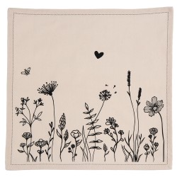 Clayre & Eef Servetten Katoen Set van 6  40x40 cm Beige Zwart Katoen Bloemen