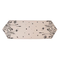 Clayre & Eef Table Runner 50x160 cm Beige Black Cotton Flowers