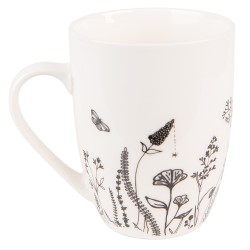 Clayre & Eef Tasse 300 ml Beige Schwarz Porzellan Blumen