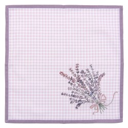 Clayre & Eef Serviettes Coton set de 6 40x40 cm Violet Blanc Coton Carré Lavande