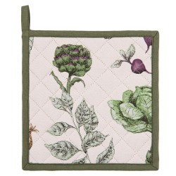 Clayre & Eef Manique 20x20 cm Beige Vert Coton Carré Légumes