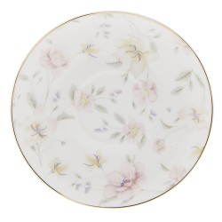 Clayre & Eef Cup and Saucer 220 ml White Pink Porcelain Round Flowers