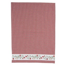 Clayre & Eef Theedoek  50x70 cm Wit Rood Katoen Aardbeien