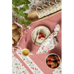 Clayre & Eef Piatto per la colazione Ø 20 cm Beige Rosso Ceramica Rotondo Fragole