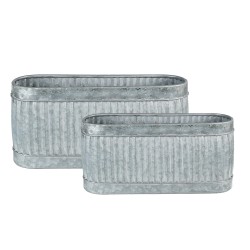 Clayre & Eef Porte-plante 55x18x26 cm Gris Métal Ovale