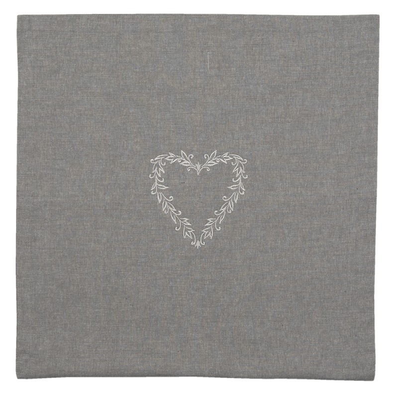 Clayre & Eef Cushion Cover 40x40 cm Grey Cotton Hearts Diamonds