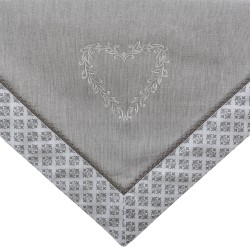 Clayre & Eef Table Runner 50x150 cm Grey White Cotton Hearts Diamonds