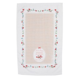 Clayre & Eef Serviette invité 40x66 cm Blanc Vert Coton Roses