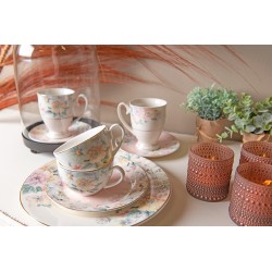 Clayre & Eef Assiette de petit déjeuner Ø 18 cm Rose Porcelaine Fleurs