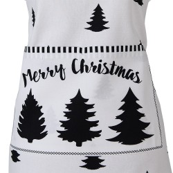 Clayre & Eef Grembiule da cucina 70x85 cm Bianco Nero Cotone Albero di Natale Merry Christmas