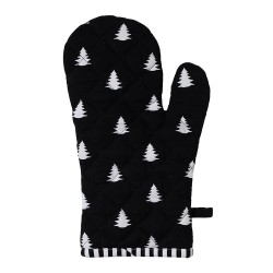 Clayre & Eef Oven Mitt 18x30 cm Black White Cotton Christmas Tree