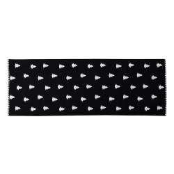 Clayre & Eef Christmas Table Runner 50x140 cm Black White Cotton Rectangle Christmas Trees