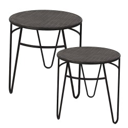 Clayre & Eef Side Table Set of 2 Ø 51 / Ø 41 cm Brown Iron