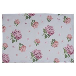 Clayre & Eef Placemats Set van 6  48x33 cm Blauw Roze Katoen Hortensia