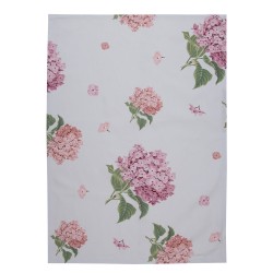 Clayre & Eef Geschirrtuch 50x70 cm Blau Rosa Baumwolle Hortensie