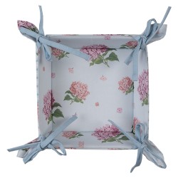 Clayre & Eef Cestino del pane 35x35x8 cm Blu Rosa  Cotone Ortensia