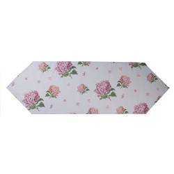 Clayre & Eef Tovaglia da tavolo 50x160 cm Blu Rosa  Cotone Rettangolo Ortensia