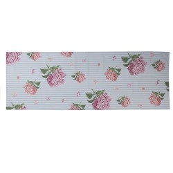 Clayre & Eef Tischläufer 50x140 cm Blau Rosa Baumwolle Rechteck Hortensie